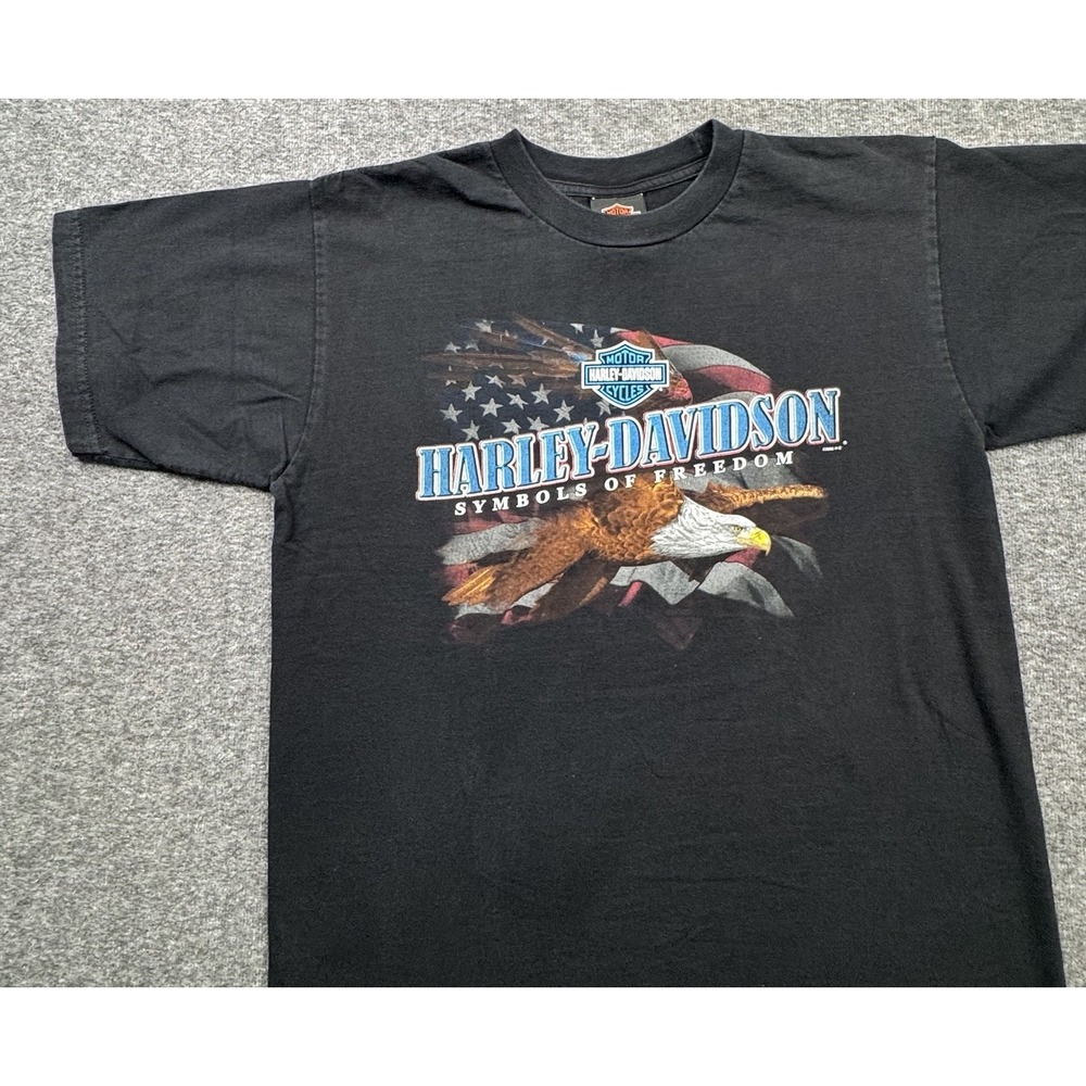 Harley Davidson Shirt Mens Sz L Symbols of Freedom Eagle America Moto USA Texas
